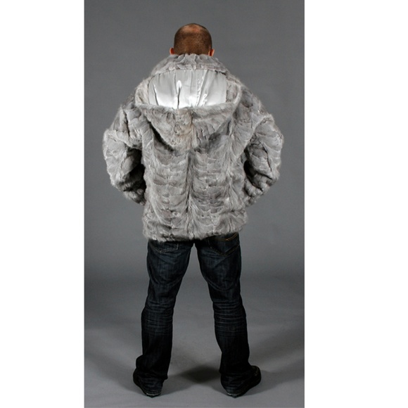 Grey Mink Fur Sections Jacket with Zip Off Hood - Picture 2 of 2